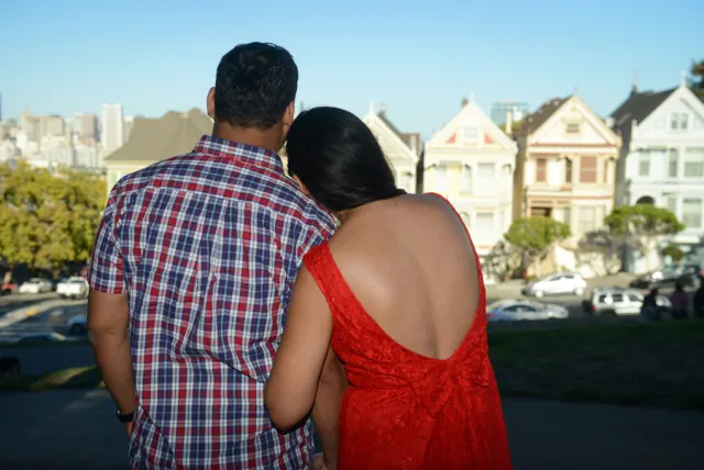 Engagement photography for Himanshu and Richa at Painted Ladies, Baker's Beach, San Francisco, CA