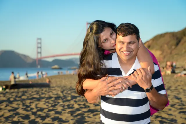 Engagement photography for Himanshu and Richa at Painted Ladies, Baker's Beach, San Francisco, CA