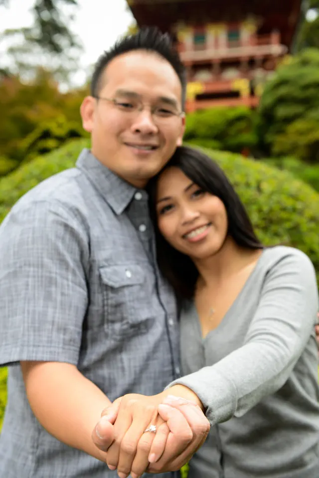 Engagement photography for Xiao and Catherine at Japanese Tea Garden, San Francisco, CA
