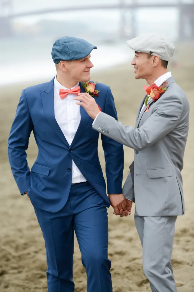 Engagement photography for Zhibo and Mathias at City Hall, Baker's Beach, Fort Point, Palace of Fine Arts, San Francisco, CA
