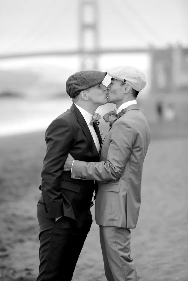 Engagement photography for Zhibo and Mathias at City Hall, Baker's Beach, Fort Point, Palace of Fine Arts, San Francisco, CA
