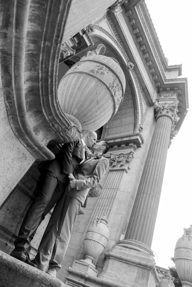Engagement photography for Zhibo and Mathias at City Hall, Baker's Beach, Fort Point, Palace of Fine Arts, San Francisco, CA